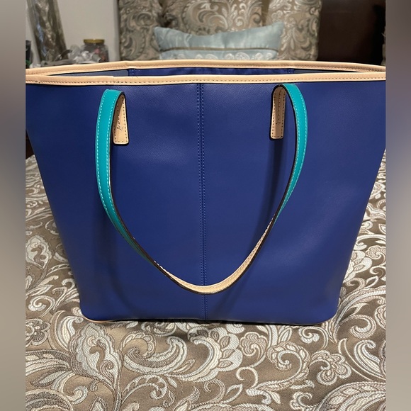 Coach cobalt blue with green accent handbag - Picture 2 of 5